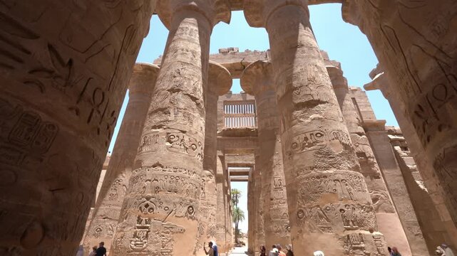 Luxor, Egypt -MARCH 10, 2026: Tourists visiting great hypostyle hall at karnak temple complex in luxor