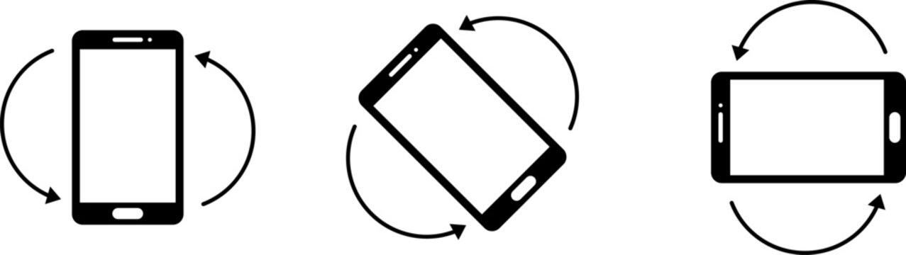 Illustration of different smartphone rotation orientations for user interface design