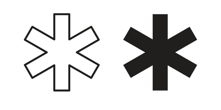 Asterisk icon collection on white background. Vector icon art.