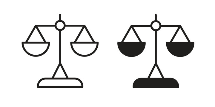 Balance scale icon collection on white background. Vector icon art.