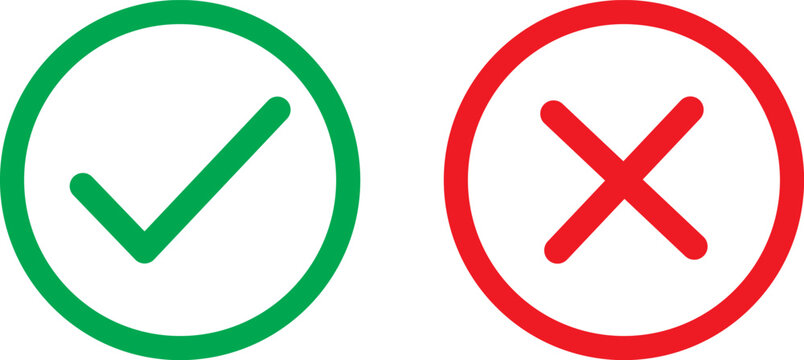 Visual representation of correct and incorrect indicators with check and cross marks