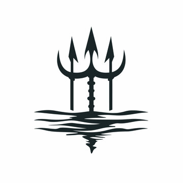 Trident symbol depicting sea and reflections vector illustration on white