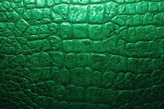 Deep emerald green crocodile skin texture with rugged scales