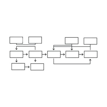 Abstract flowchart illustrating a multi-stage process with branching and feedback loops.