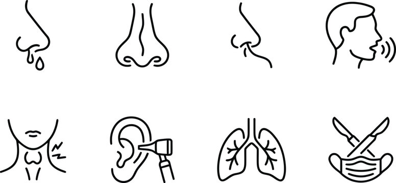 A set of medical icons illustrating various human body parts and health concepts