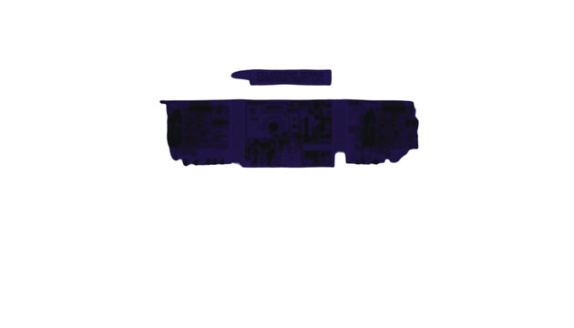 A dark purple silhouette shape resembles a generic freight train car positioned above a small corresponding.