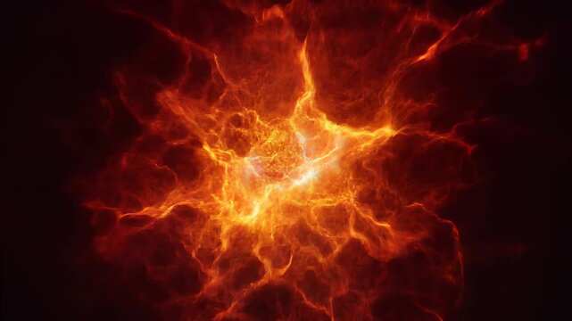 Fiery explosion, vibrant orange and yellow flames, dynamic motion, symbolizing energy and power