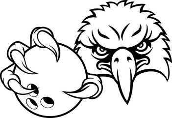 Obraz premium An eagle or hawk or falcon bowling bald eagles mascot