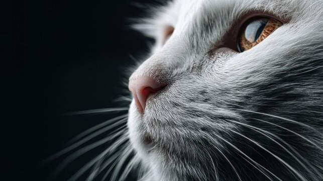 Mysterious gaze of a feline companion in a low-light studio shot