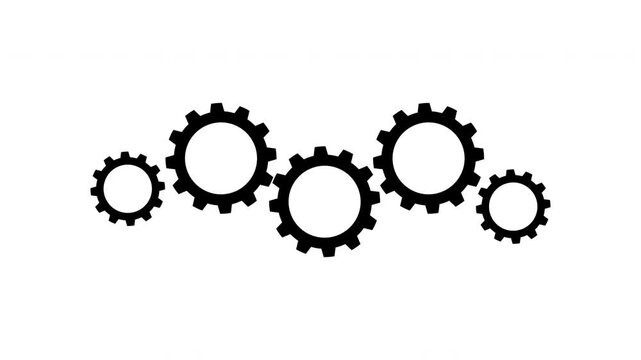 gear connects with other gears and starts working. Animation concept of collaboration, integration, teamwork, connection process