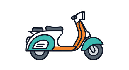 Fototapeta premium A colorful illustration of a scooter with orange and teal accents on a white background.