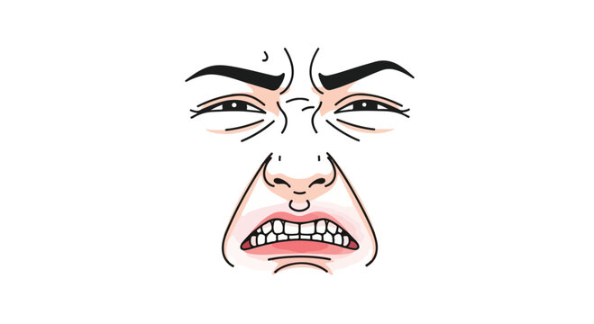 Illustration of a frowning face with visible wrinkles on a white background.