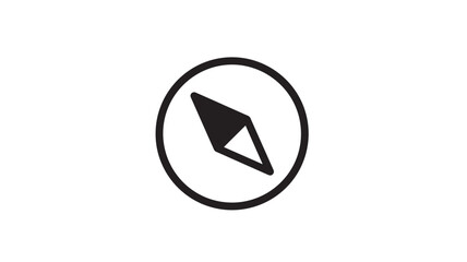 Compass icon with black outline and pointer indicating direction, perfect for navigation and travel themes. © MissBeauty