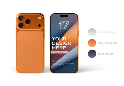 Two Smartphones Isolated On White Background Mockup