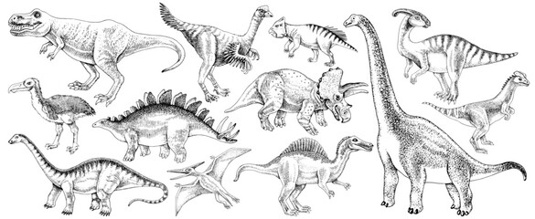 Dinosaurs hand drawn vector collection © Marina Gorskaya
