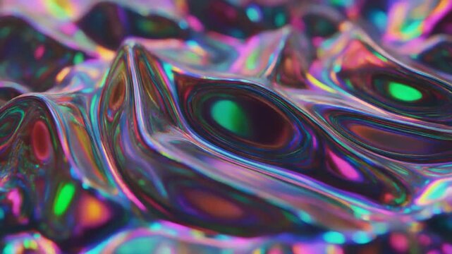 Vibrant iridescent holographic foil texture with rainbow colors
