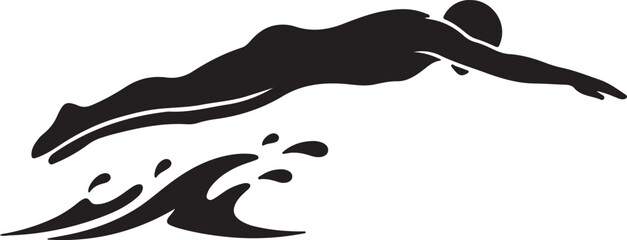Obraz premium swimmer die icon in silhouette on white background.