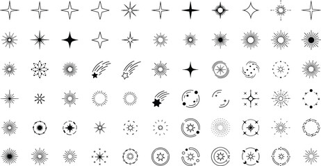 Star celestial icon collection, cosmic vector artwork set, astronomy design graphic, astrology illustration symbol, shooting star flat vector illustration © MDABDUL