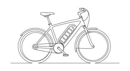 Fototapeta premium Electric Bicycle Line Art Drawing - Modern Eco-friendly Transport