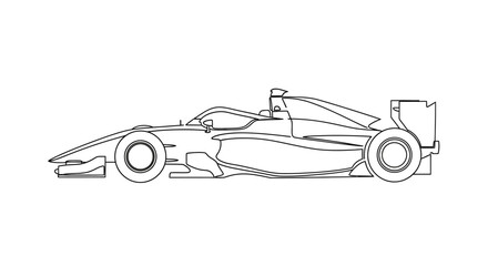 Obraz premium Formula 1 Racing Car Blueprint Outline Vector Illustration