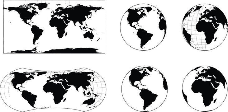 Collection of world maps in various projections