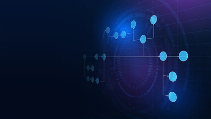 Obraz premium Digital Circuitry: An artistic representation of digital circuitry, bathed in a futuristic blue glow. Illustrating complex systems and technological innovation.