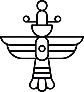 zoroastrian faravahar line art vector illustration on transparent background