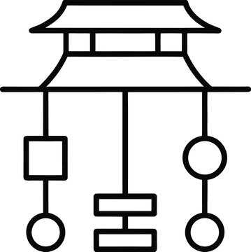 shinto shide line art vector illustration on transparent background