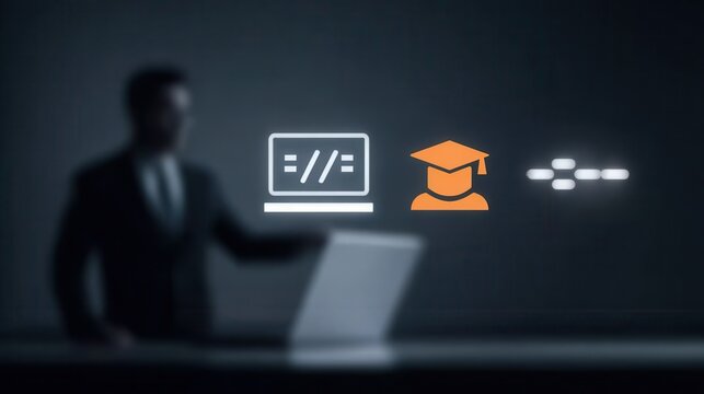 The mentor reviews the progress of the training lab where each skill is tested in an assessment to grant a new certification and badge.