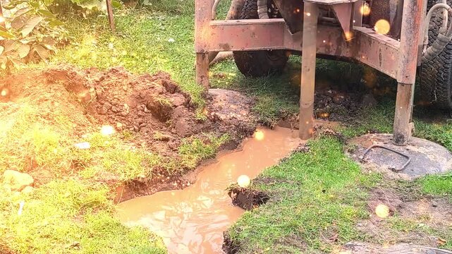 homemade drilling rig for extracting water at shallow depths.