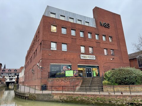 Lincoln, UK - March 6, 2026: Marks & Spencer food and fashion chain store in the city centre, Lincoln, England. 