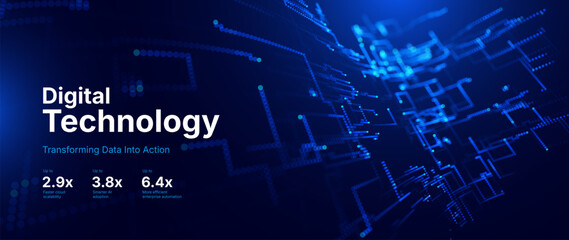 Fototapeta premium Futuristic Tech Data Flow. Digital Banking, Blockchain and Innovation. Financial Technologies Concept. Vector Illustration.