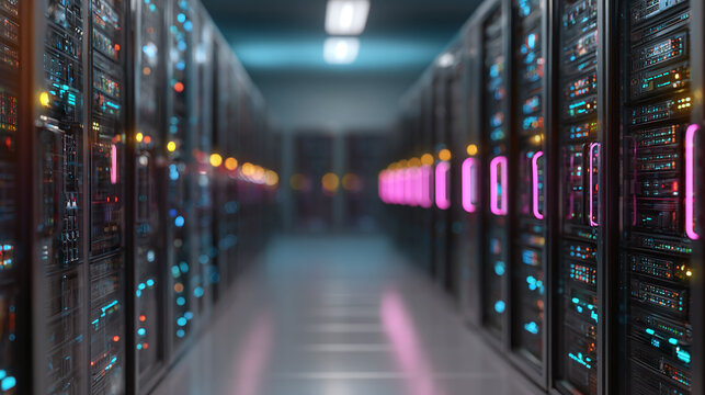 data center server rack with active processing lights showing high performance digital infrastructure network hardware secure storage and enterprise technology operations