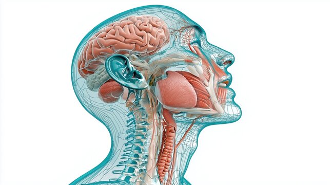 Oral, Head and Neck Cancer Awareness Week:illustration of the three major human salivary glands, parotid, submandibular and sublingual, shown within a transparent side profile of the head and jaw