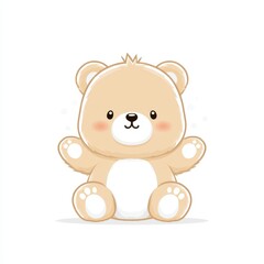 Obraz premium Charming Cute Cartoon Bear Sitting Cheerfully For Kids And Collectors