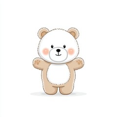 Fototapeta premium Whimsical Cute Cartoon Teddy Bear Character Standing with Open Arms