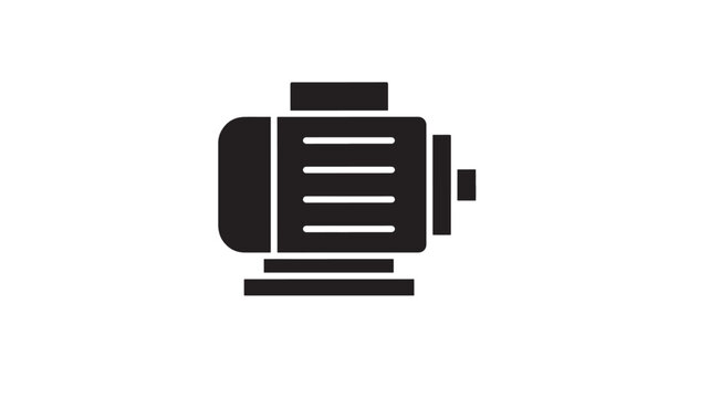 Electric motor simple black icon with clean lines and industrial design elements representing power and machinery