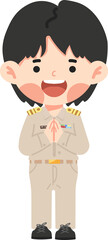 Fototapeta premium Male Teacher Thai Greeting Wai Gesture