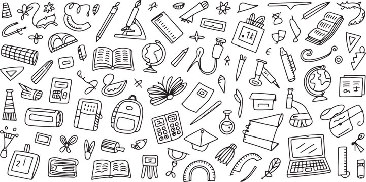 Medicine and STEM school tools pattern with syringes and charts