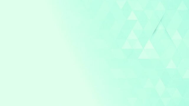 Clean mint green abstract background with soft triangular mosaic pattern and subtle folded layer effect. Smooth seamless loop animation with gentle motion and depth, ideal for fintech, healthcare