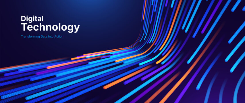 Futuristic Abstract Background Featuring Streamlined Data Channels and Artificial Intelligence Integration in a Tech-Inspired Composition. Digital Business Transformation Vector Background.