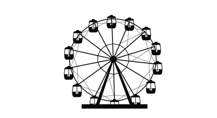 Black ferris wheel design against a white background silhouette © adobeamena