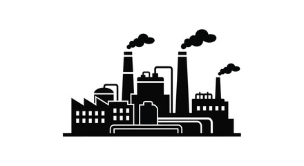 Fototapeta premium Industrial factory complex with multiple smokestacks a bold silhouette