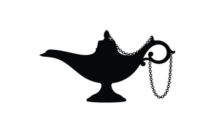 Elegant oil lamp with intricate detailing a striking black silhouette © adobeamena