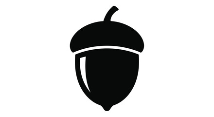Simple black depiction of an acorn with a distinct cap silhouette © adobeamena