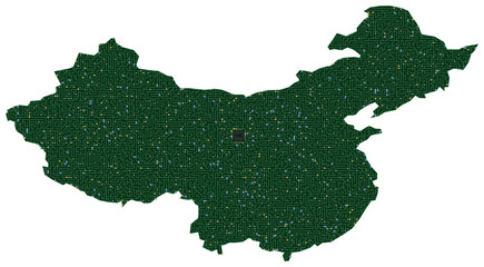 Fototapeta premium Circuit board map vector illustration of China – Digital PCB Territory, Transparent Background, Technology, Communication