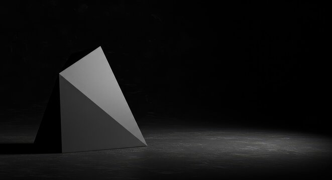 Conceptual geometric structure emphasizing negative space and absolute emptiness against a dark, textured field. Stark abstract pattern, empty, backdrop, border