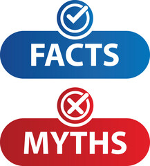 Obraz premium Myths facts sign vector banner on white background