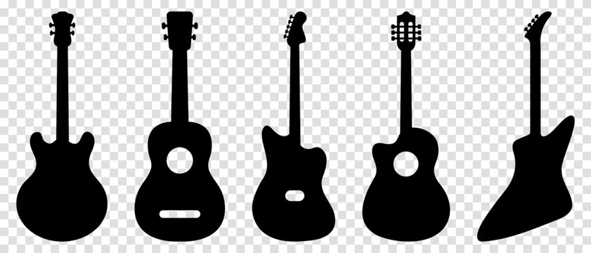 Set of guitar silhouettes icons
