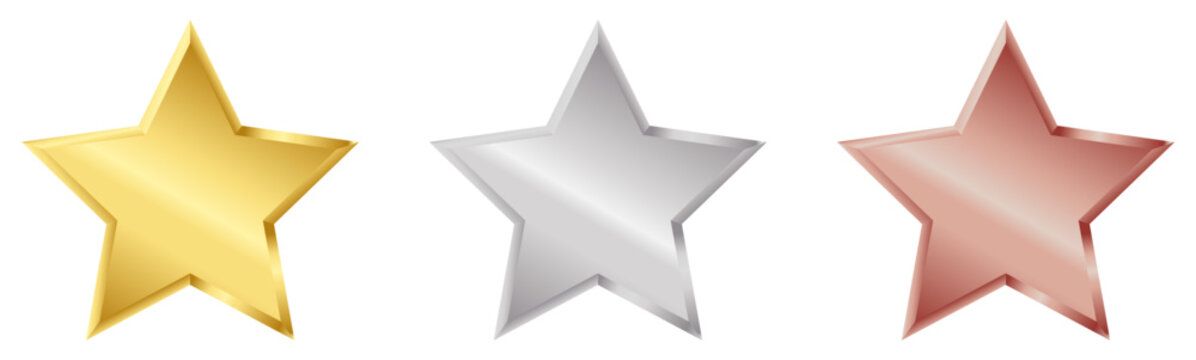 Gold, silver, bronze stars set